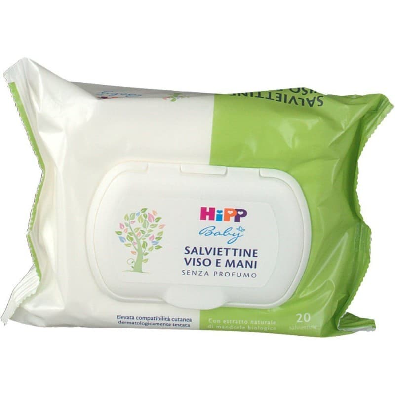 HiPP Lingettes Humides Visage et Mains – 20 Pièces