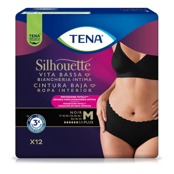 TENA Silhouette Noir – Taille M, 12 pièces