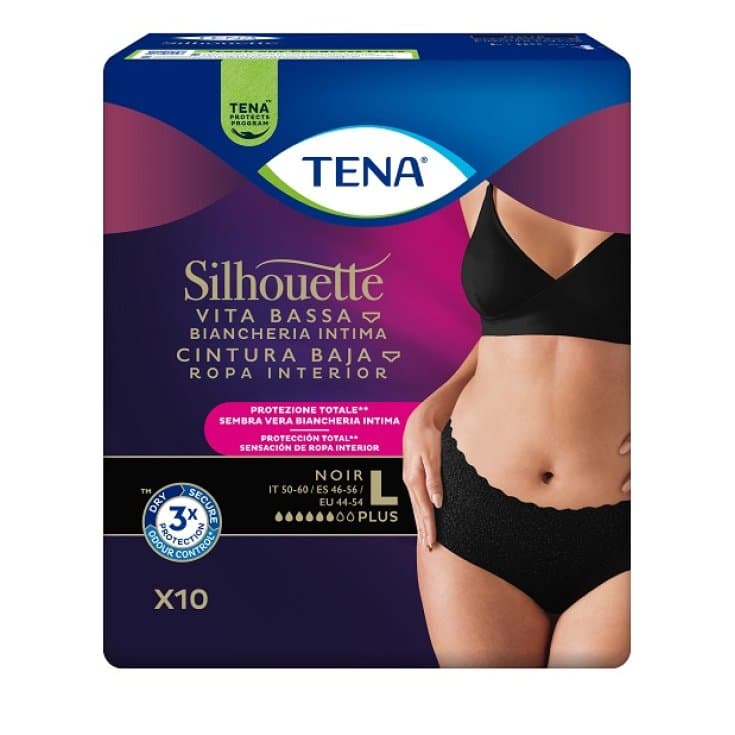TENA Silhouette Noir – Taille L, 10 pièces