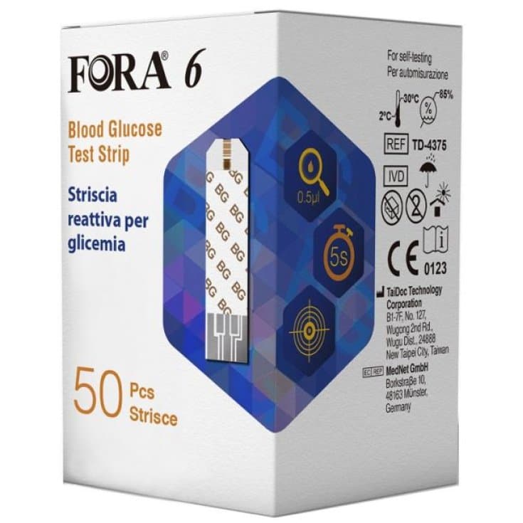Fora 6 – Bandelettes de test glycémique, 50 pièces