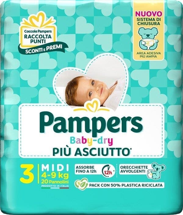 Pampers Baby-Dry Midi – 20 couches