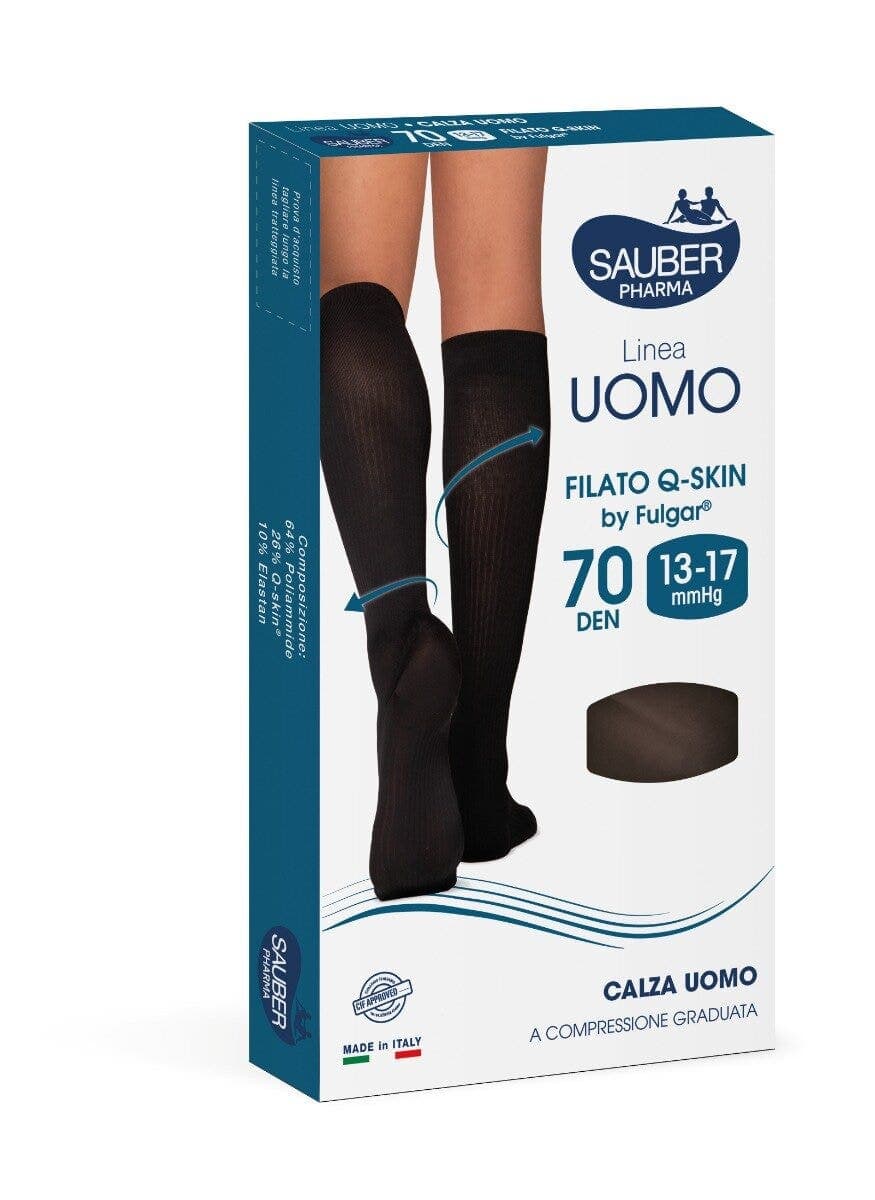 SAUBER Q-Skin Kompressionsstrümpfe – Größe G, 70D, Schwarz