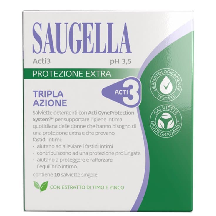 Saugella Acti3 Lingettes – 10 unités