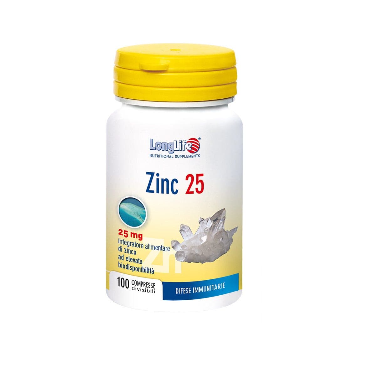 Longlife Zinc 25 mg – 100 comprimés