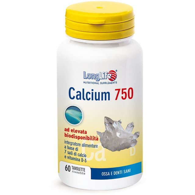 Calcium + Vitamine D – 60 comprimés | Longlife Calcium 750 mg