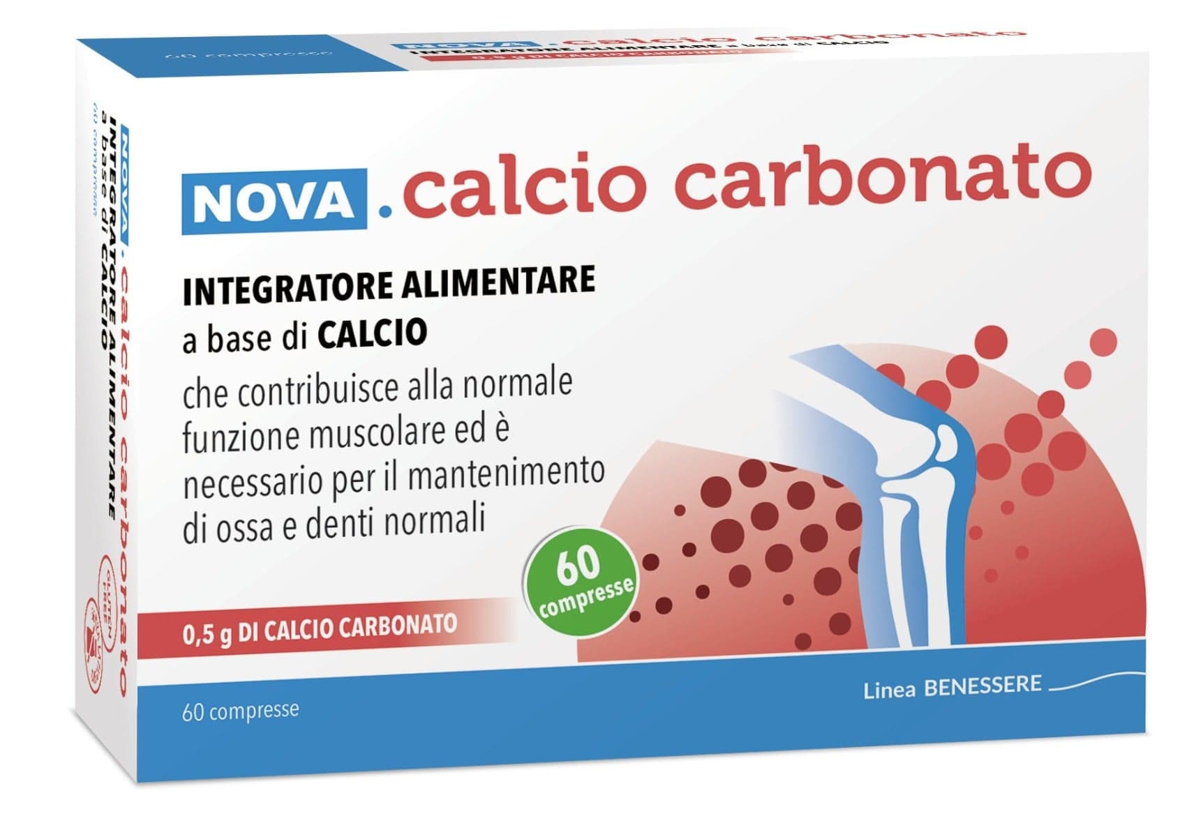 Calcio Carbonato Arg – 60 comprimés de 0,5g