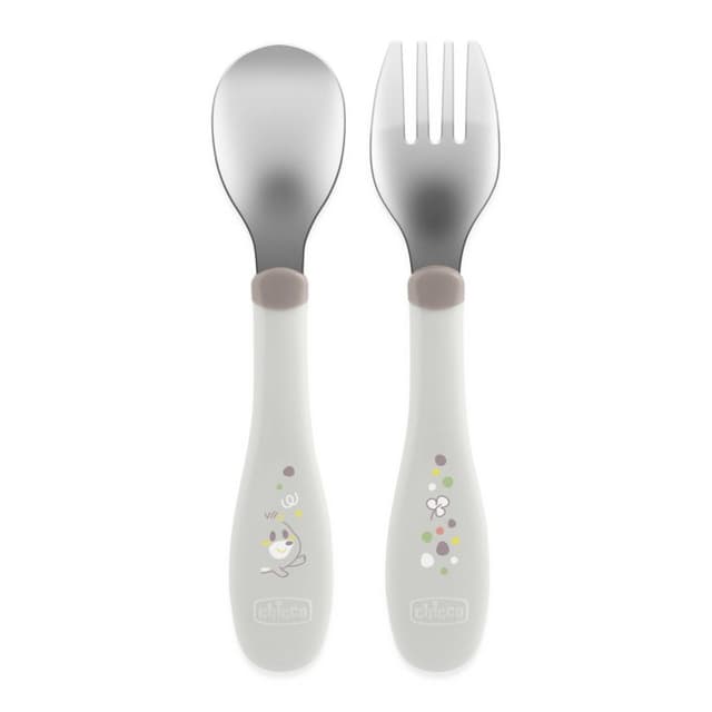 Chicco Couverts en Acier Inoxydable – à partir de 18 Mois, Gris