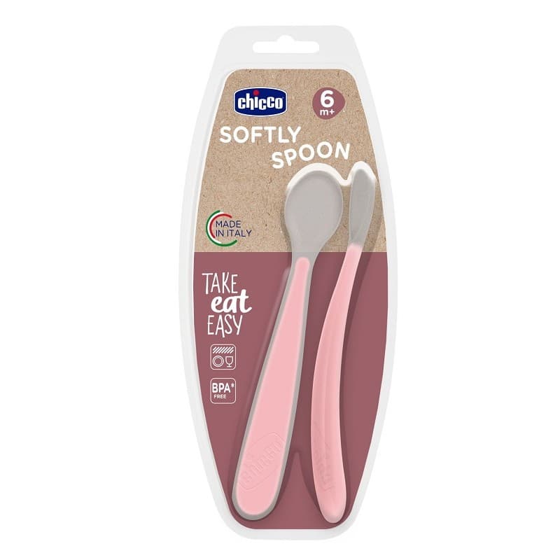 Chicco Doppellöffel Silikon Rosa – ab 6 Monaten
