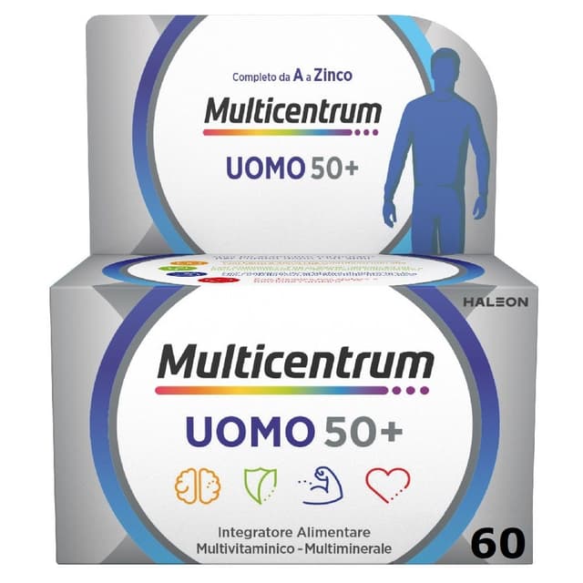 Multivitamines + Calcium – 60 comprimés | Multicentrum Uomo 50+
