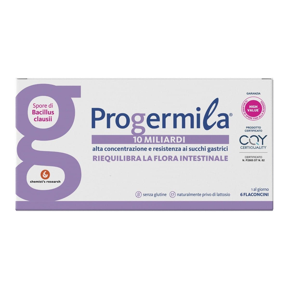 Progermila flacons avec Bacillus clausii et vitamines B – 6 x 10 ml
