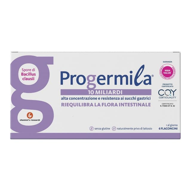 Progermila flacons avec Bacillus clausii et vitamines B – 6 x 10 ml