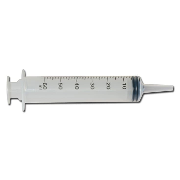Seringue jetable 60 ml avec cône de cathéter, 1 pièce