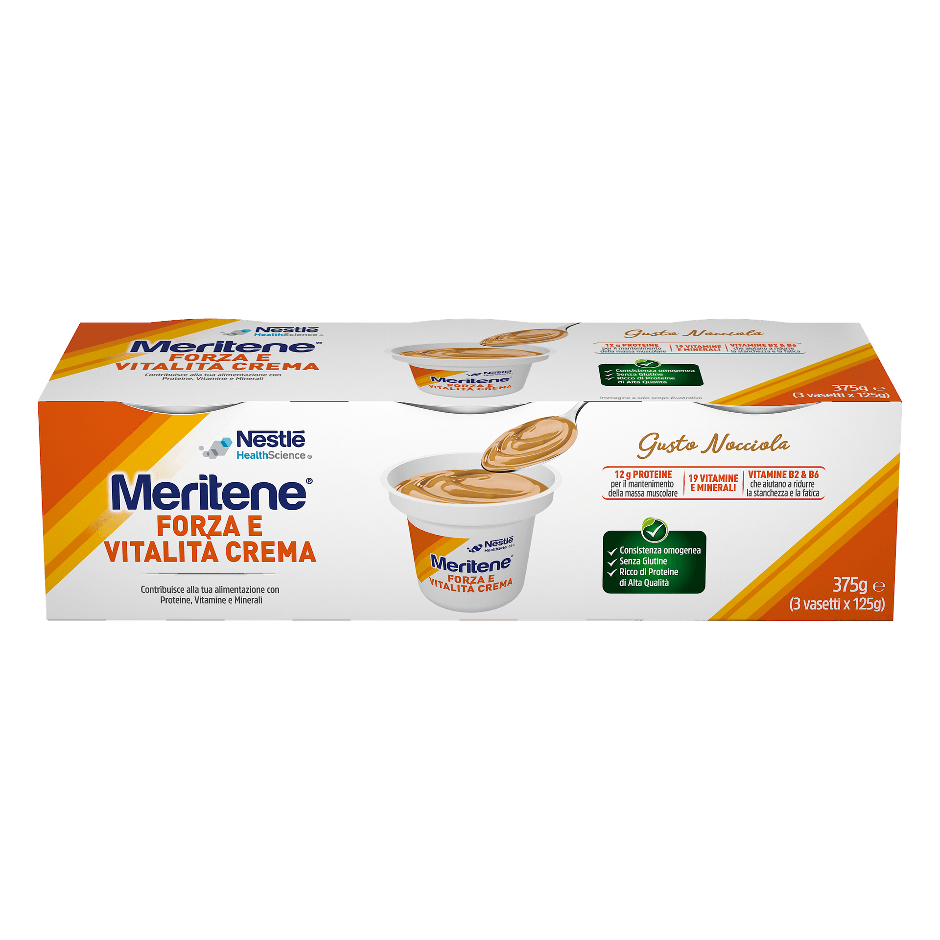 Meritene Crème Noisette – 3 x 125 g crème protéinée nutritive