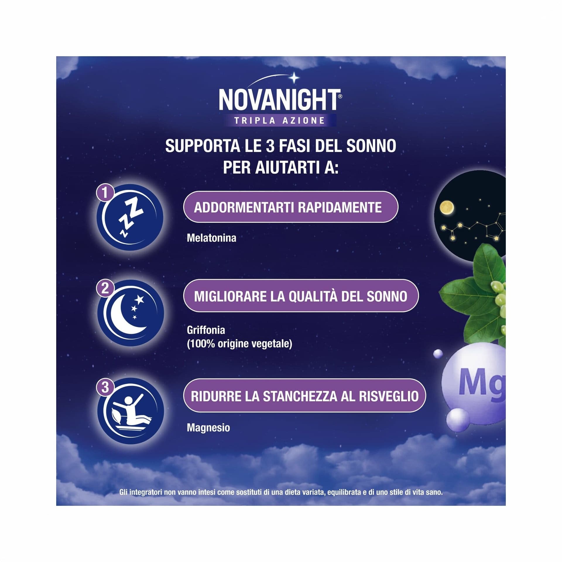 Mélatonine – 20 sachets | Novanight Tripla Azione