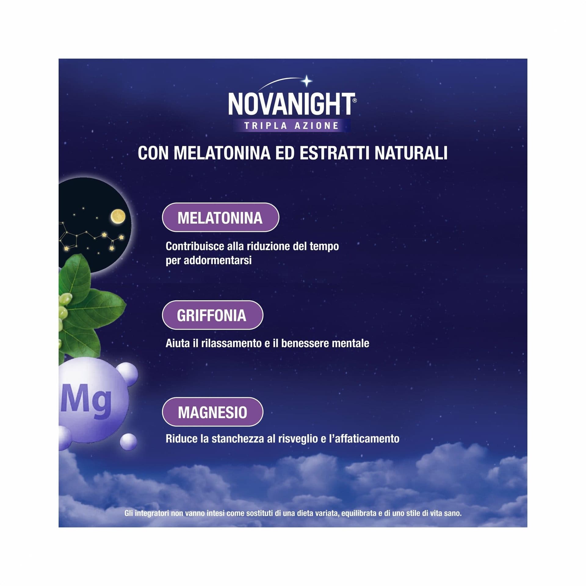 Mélatonine – 20 sachets | Novanight Tripla Azione