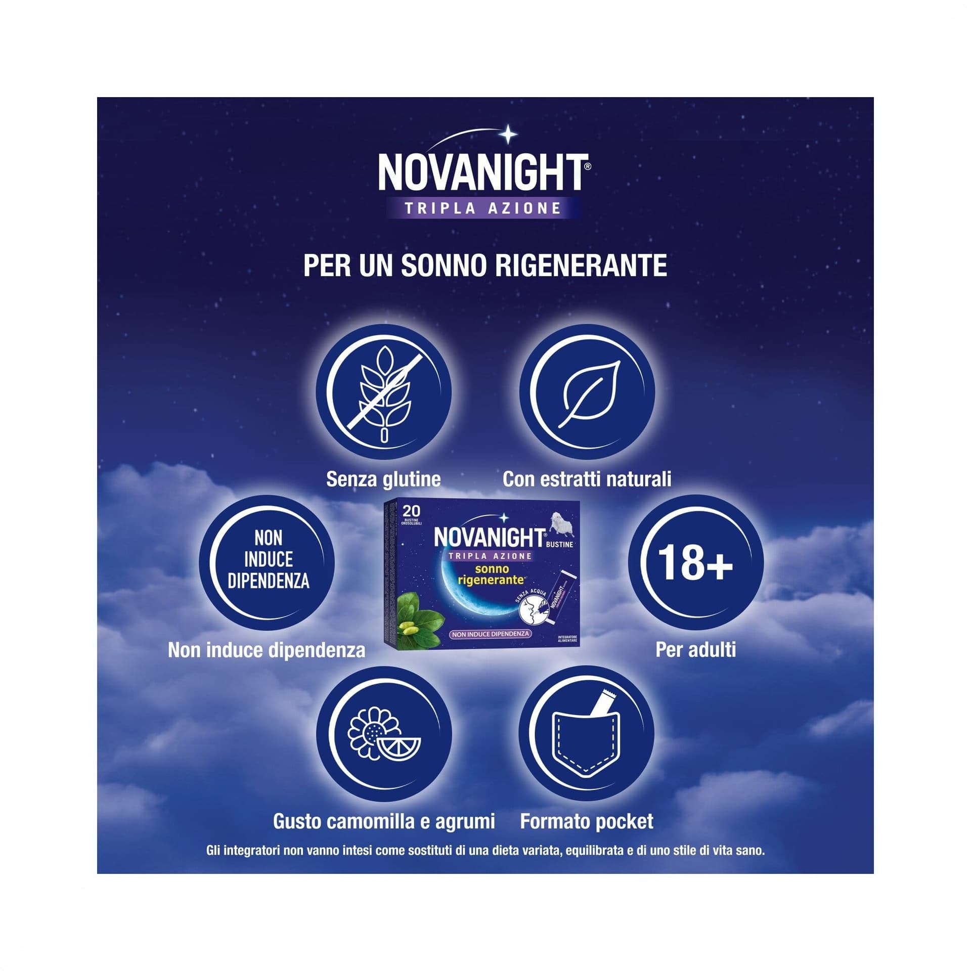 Mélatonine – 20 sachets | Novanight Tripla Azione
