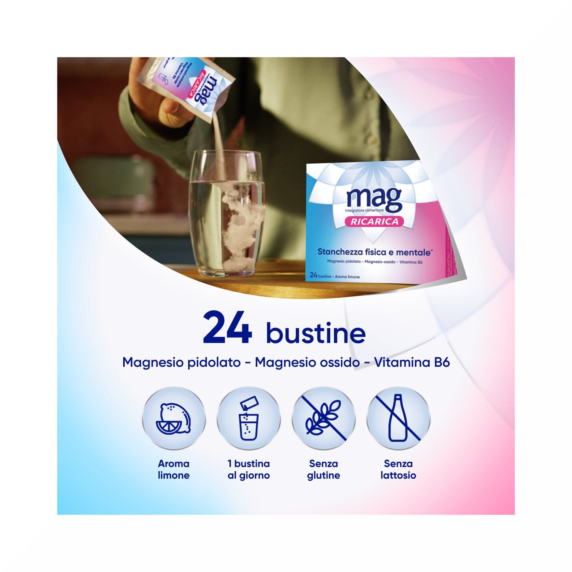 Magnésium + Électrolytes – 24 sachets | Mag Ricarica 24 Ore