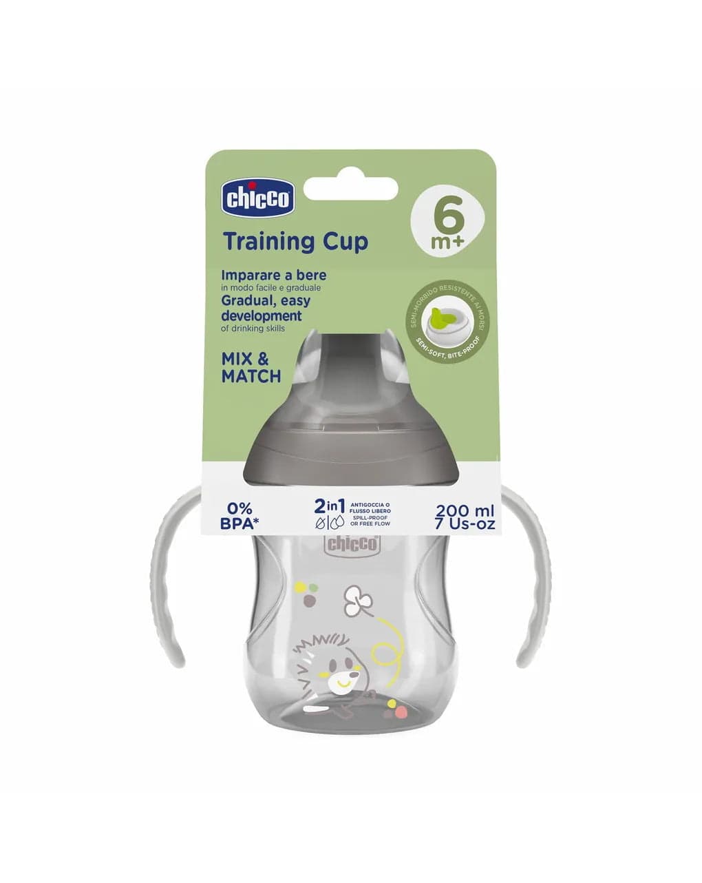 Tasse d'Apprentissage Chicco Grise à partir de 6 Mois