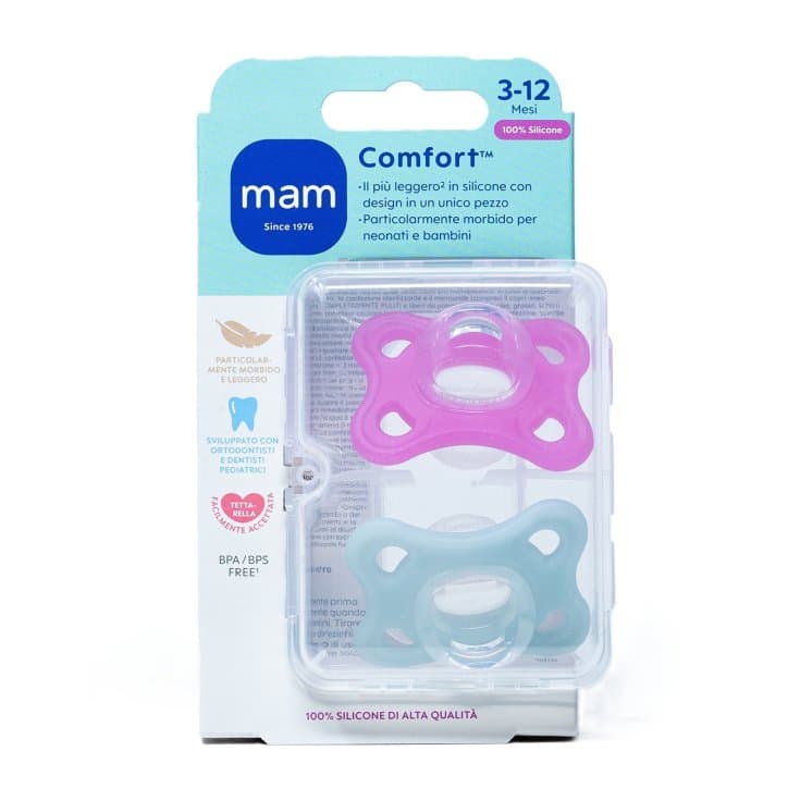 MAM Comfort Sucette Silicone 3–12 Mois – 2 Pièces