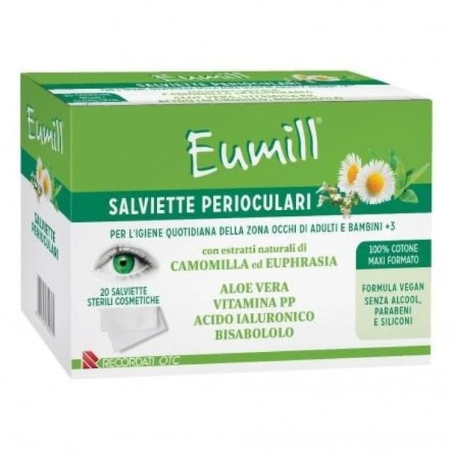 Eumill Lingettes de Nettoyage des Paupières – 20 Lingettes