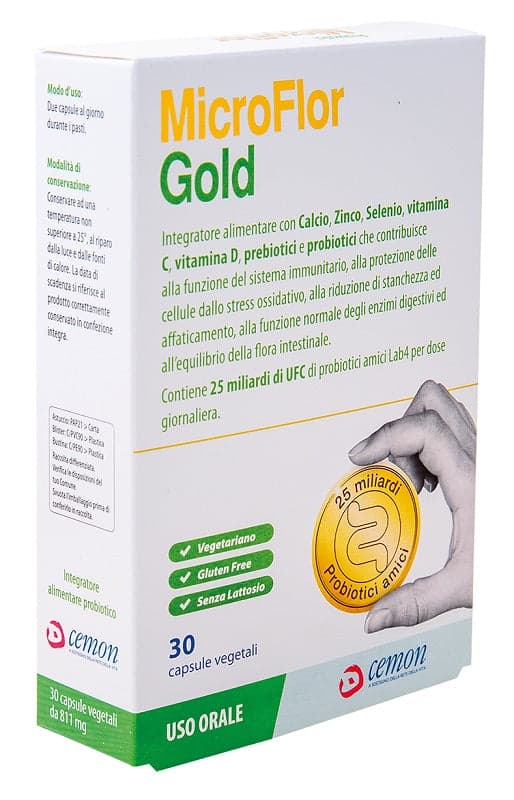 Vitamine C + Probiotiques (ferments lactiques) – 30 gélules | Microflor Gold