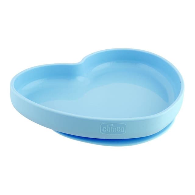 Chicco Assiette Cœur en Silicone avec Ventouse Bleue