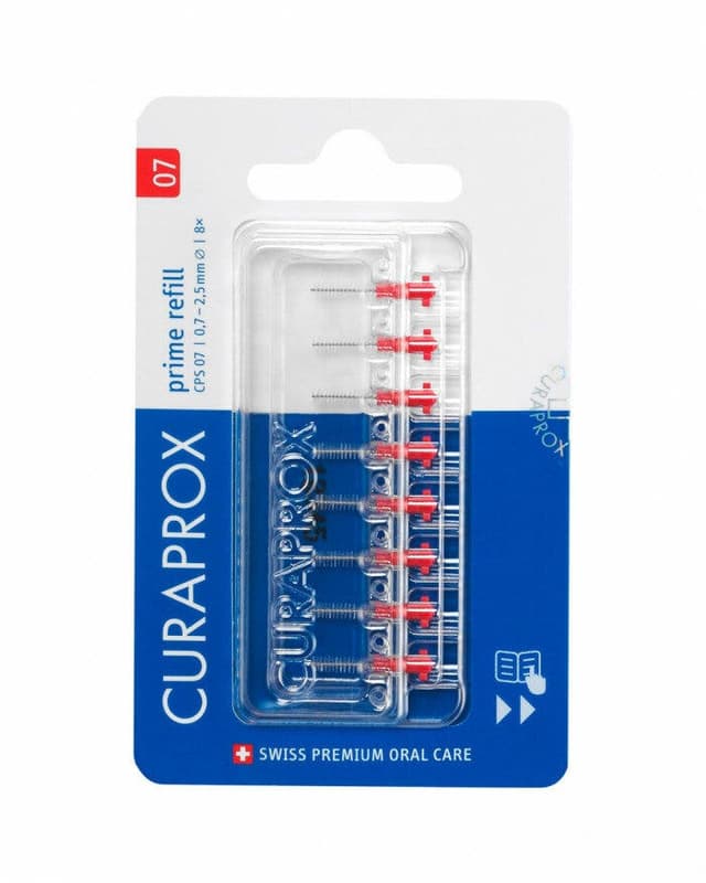 Curaprox CPS 07 Prime Refill – 8 Brossettes Interdentaires Rouges 0,7 mm