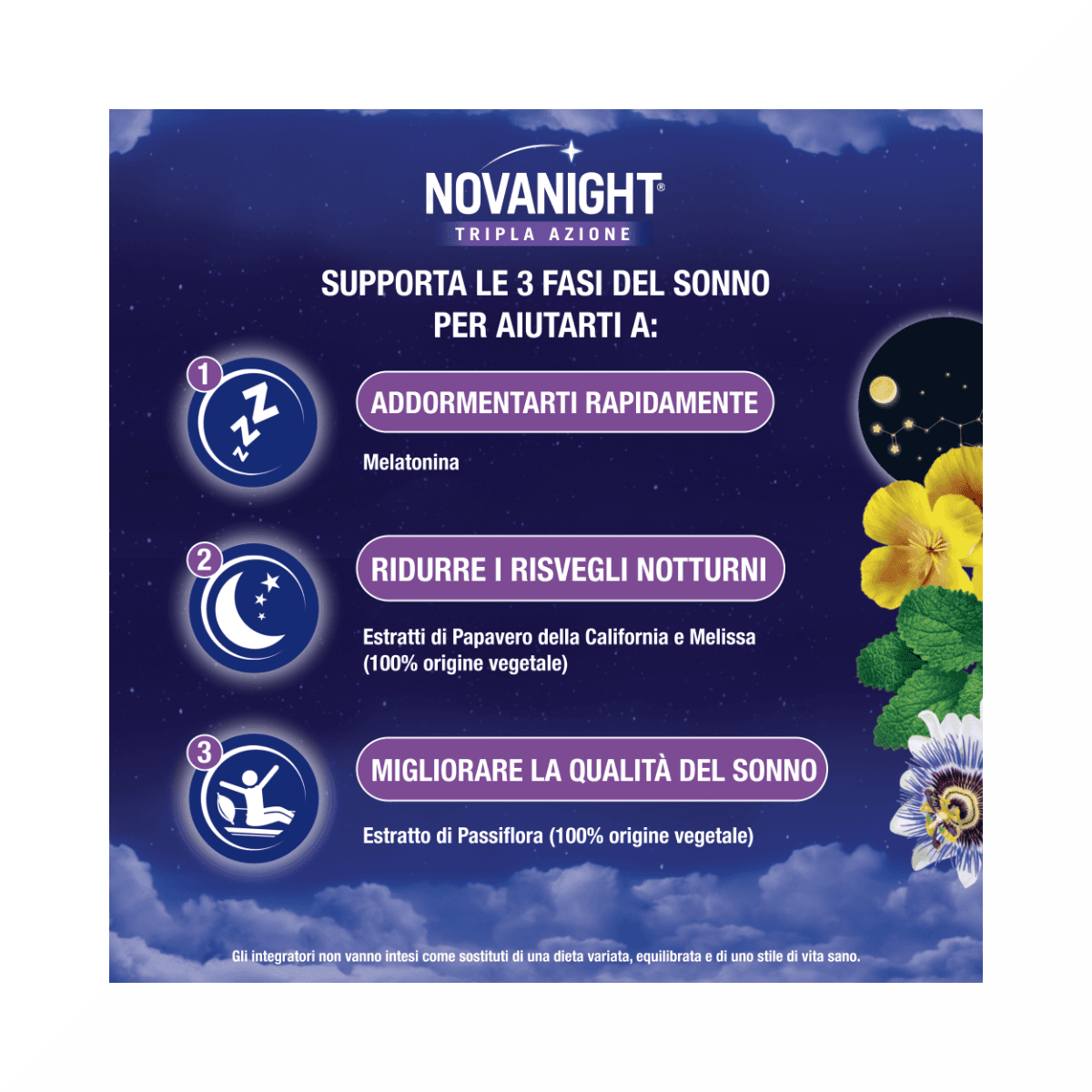Passiflore + Mélisse – 30 comprimés | Novanight Rapido
