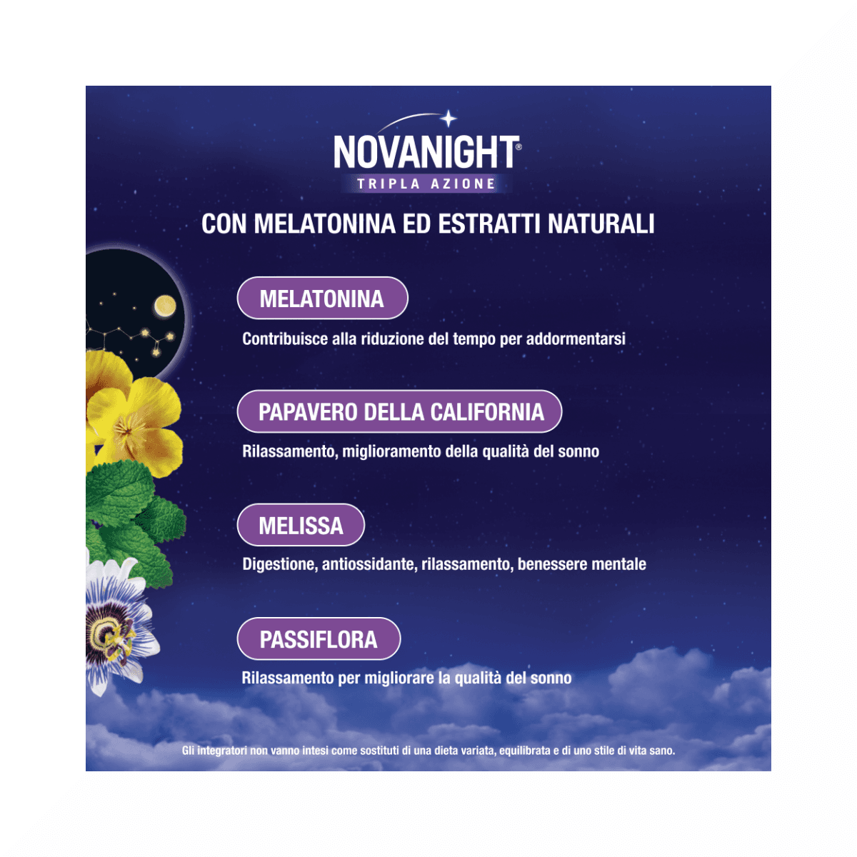 Passiflore + Mélisse – 30 comprimés | Novanight Rapido