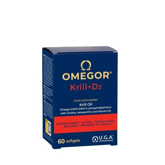 Oméga-3 EPA et DHA + Astaxanthine – 60 gélules avec huile de krill, Omega-3 et vitamine D3 | Omegor Krill D3