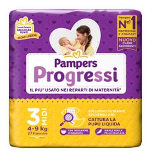 Pampers Progressi Midi Taille 3 – 27 Couches (4–9 kg)