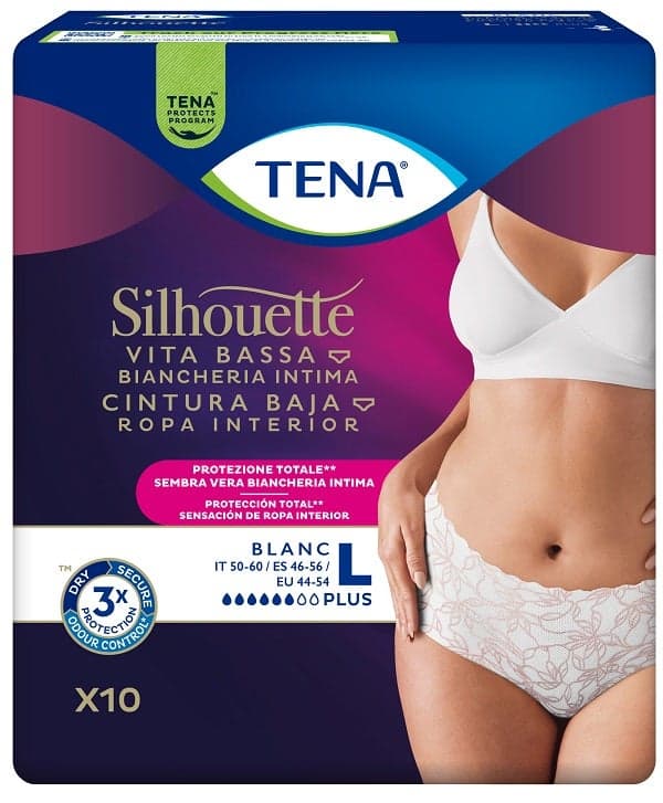 TENA Silhouette Plus White L – 10 slips pour incontinence