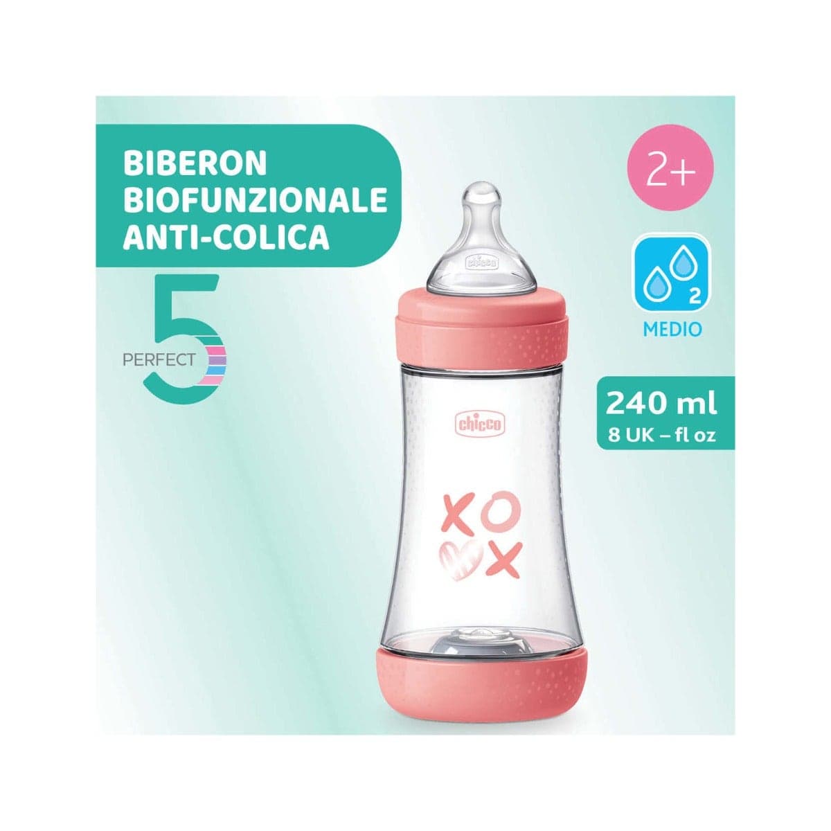 Chicco Biberon Débit Moyen Silicone P5 240 ml Girl