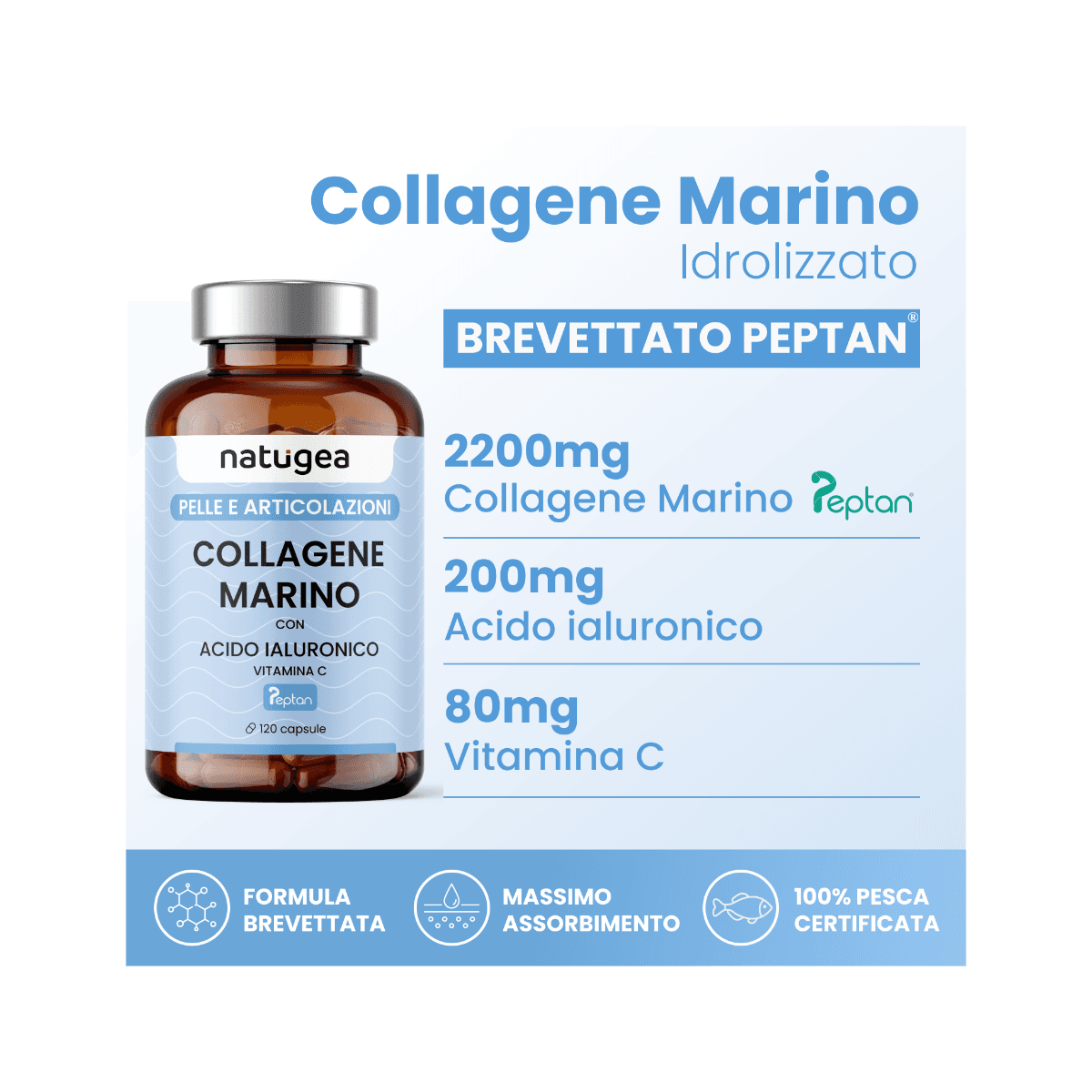 Collagène + Vitamine C – 120 Gélules Complément | Natugea Collagène Marin