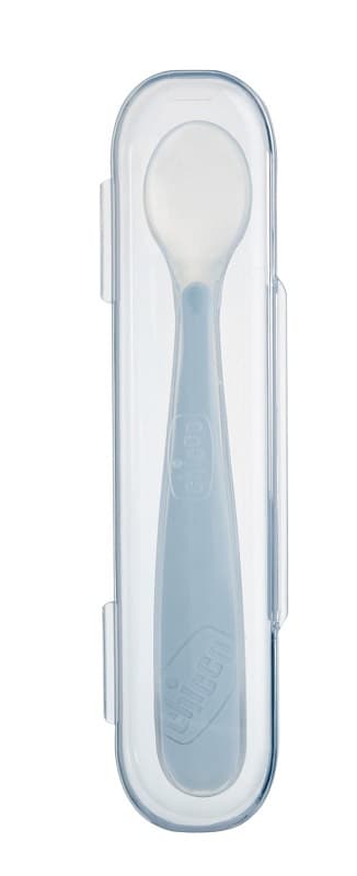Chicco Softly Spoon Silicone 6M+ Gris – avec étui