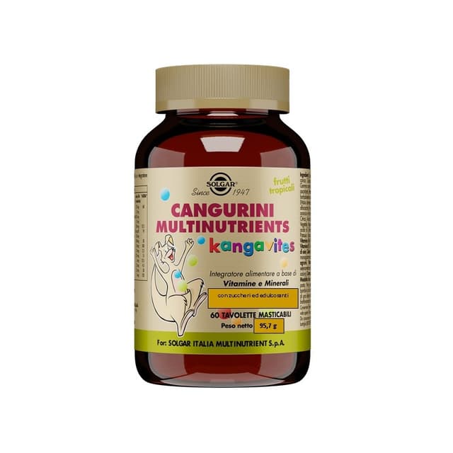 Calcium 128 mg + Magnésium – 60 comprimés | Solgar Cangurini Multivitamin Fruits Tropicaux