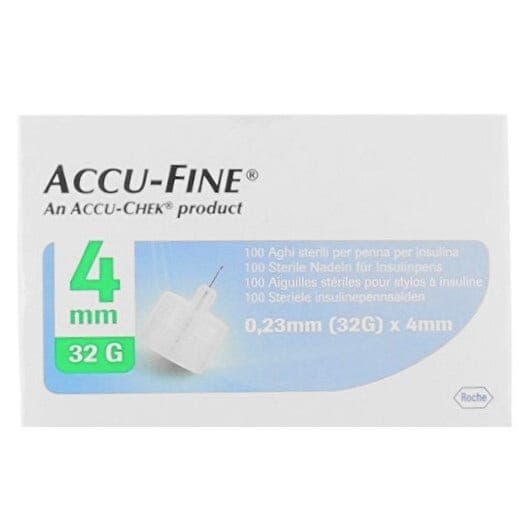Accufine Pen-Aiguilles G32 4 mm – 100 pièces