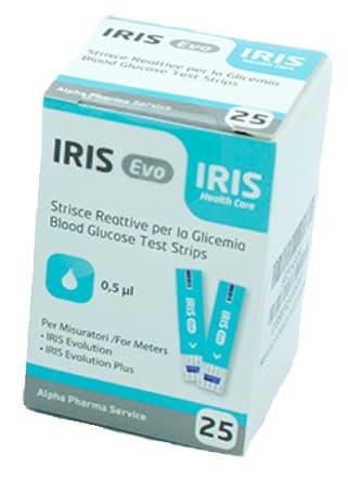 Iris Evo Strisce Glicemia – 25 Bandelettes Réactives