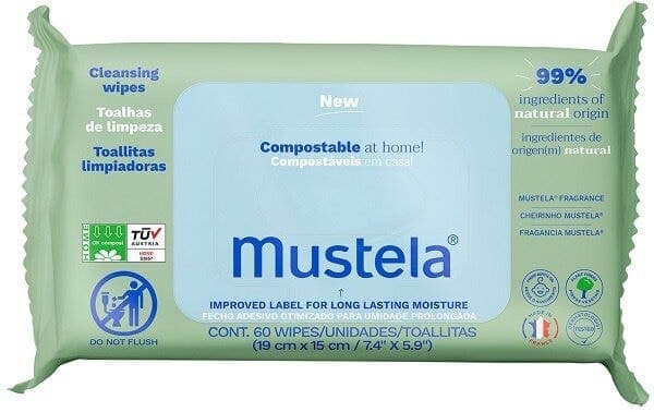 Mustela Lingettes Compostables – 60 Pièces