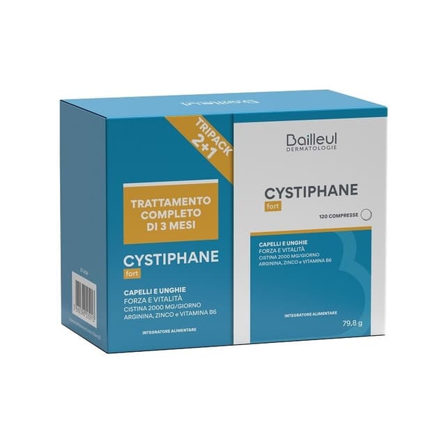 L-cystine + Zinc 15 mg – 2+1 emballages | Cystiphane Tripack