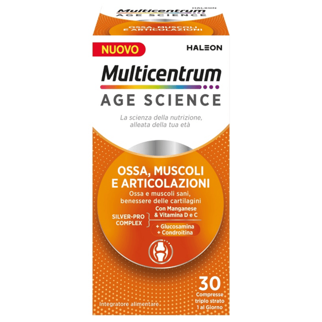 Glucosamine + chondroïtine – 30 comprimés | Multicentrum Age Os Muscles Articulations