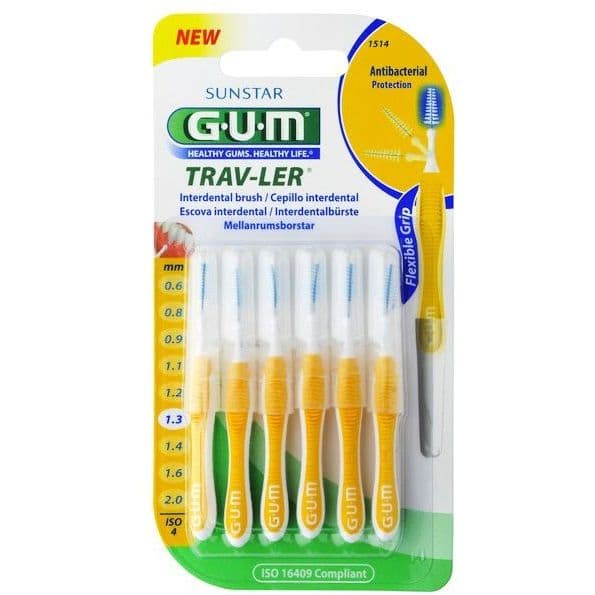 GUM TRAVLER 1514 – Brossettes 1,3 mm, 6 pièces