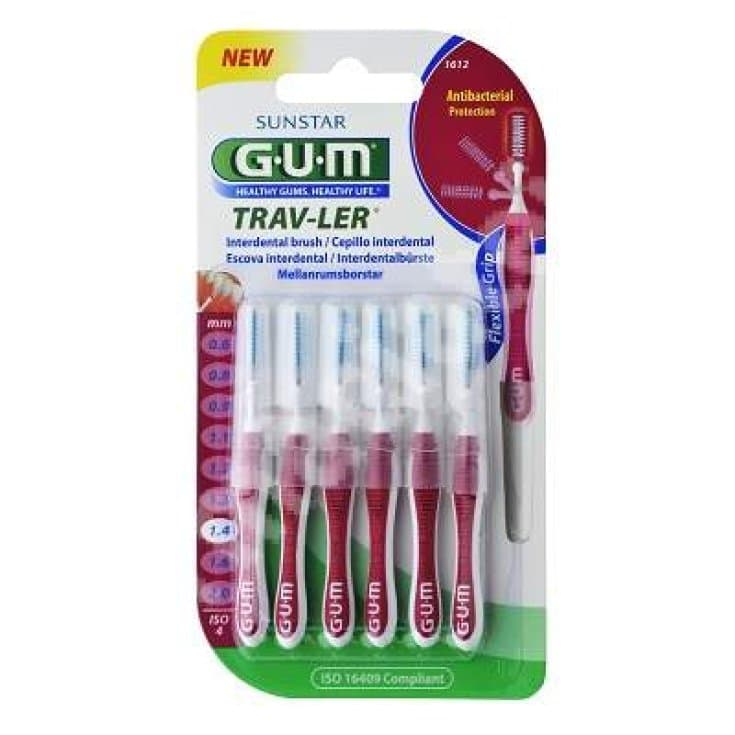 GUM TRAVLER 1612 – Brossettes 1,4 mm, 6 pièces