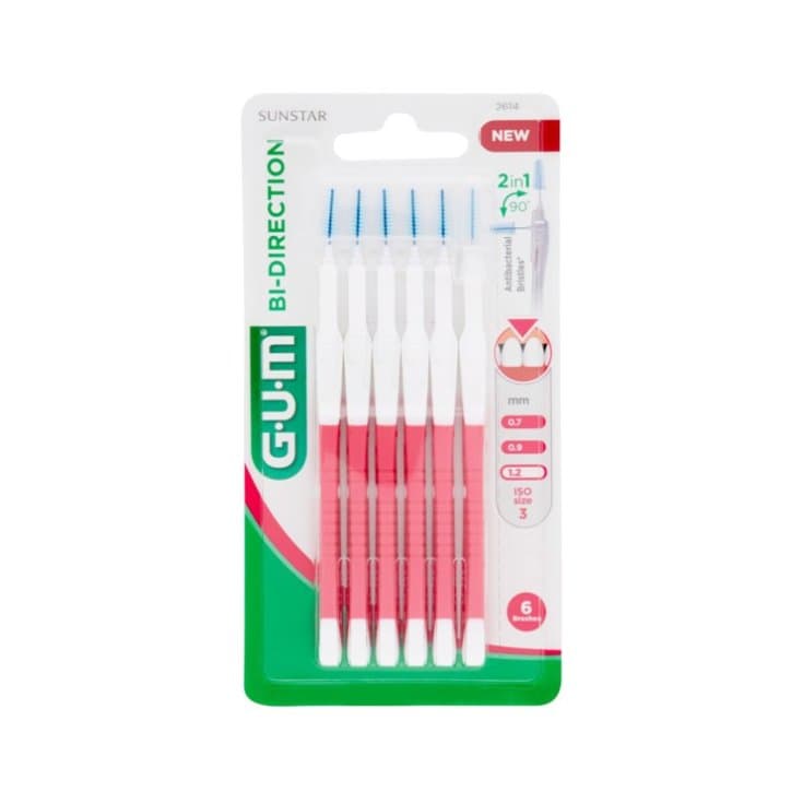 GUM BI-DIRECTIONAL Brosse à Dents Fine – 6 Pièces
