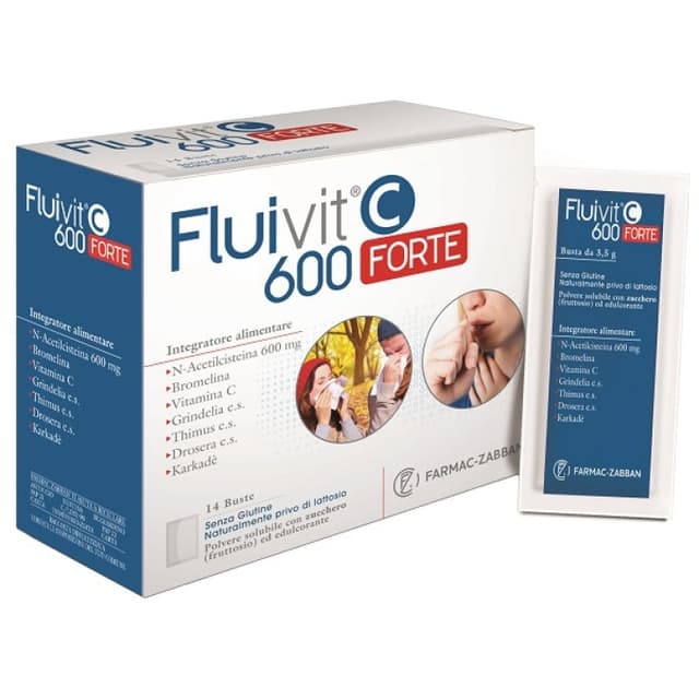 N-acétylcystéine + Vitamine C – 14 sachets | Fluivit C 600 Forte