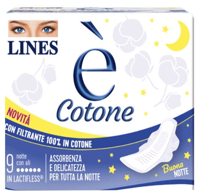 Lines è Cotone Notte – 9 serviettes hygiéniques