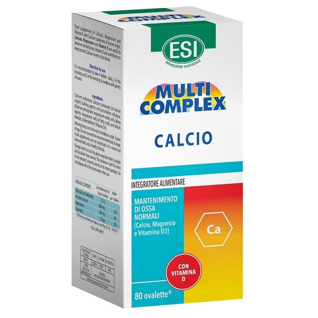 Magnésium 300 mg + Vitamine D3 – 80 comprimés | ESI Multicomplex Calcio