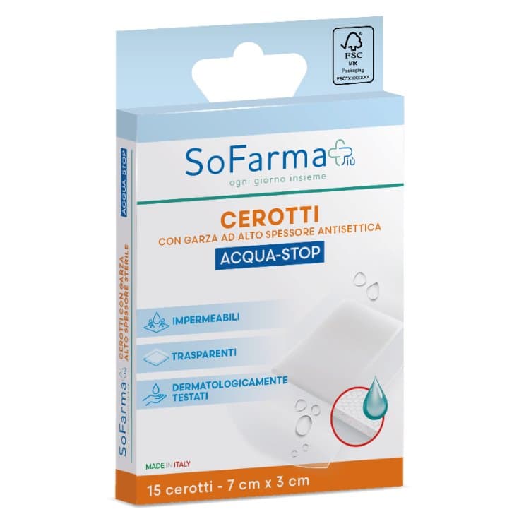 Acquastop Pansement Imperméable 7x3 cm – Pack de 15
