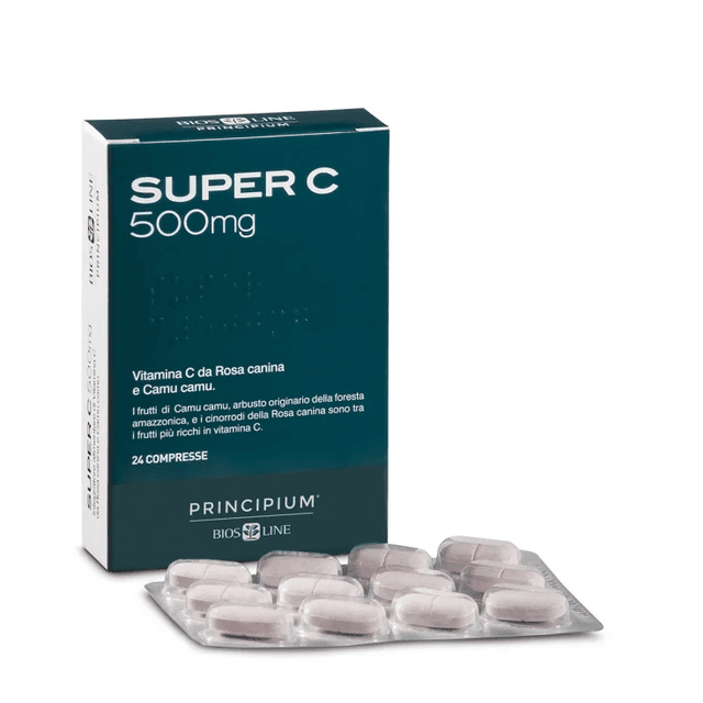 Vitamine C + Collagène – 24 comprimés | Principium Super C 500