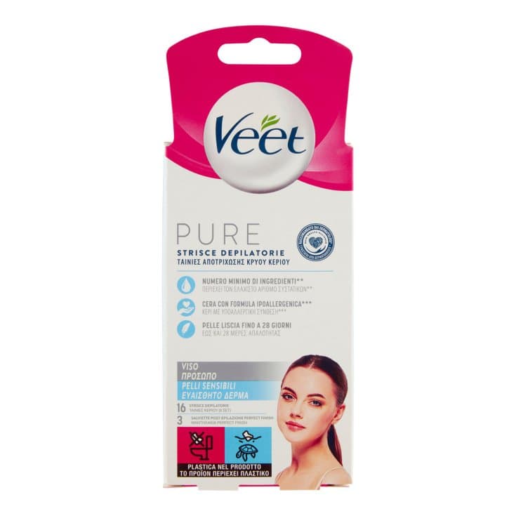 Veet Gesichts-Haarentfernungsstreifen hypoallergen – 16er Pack